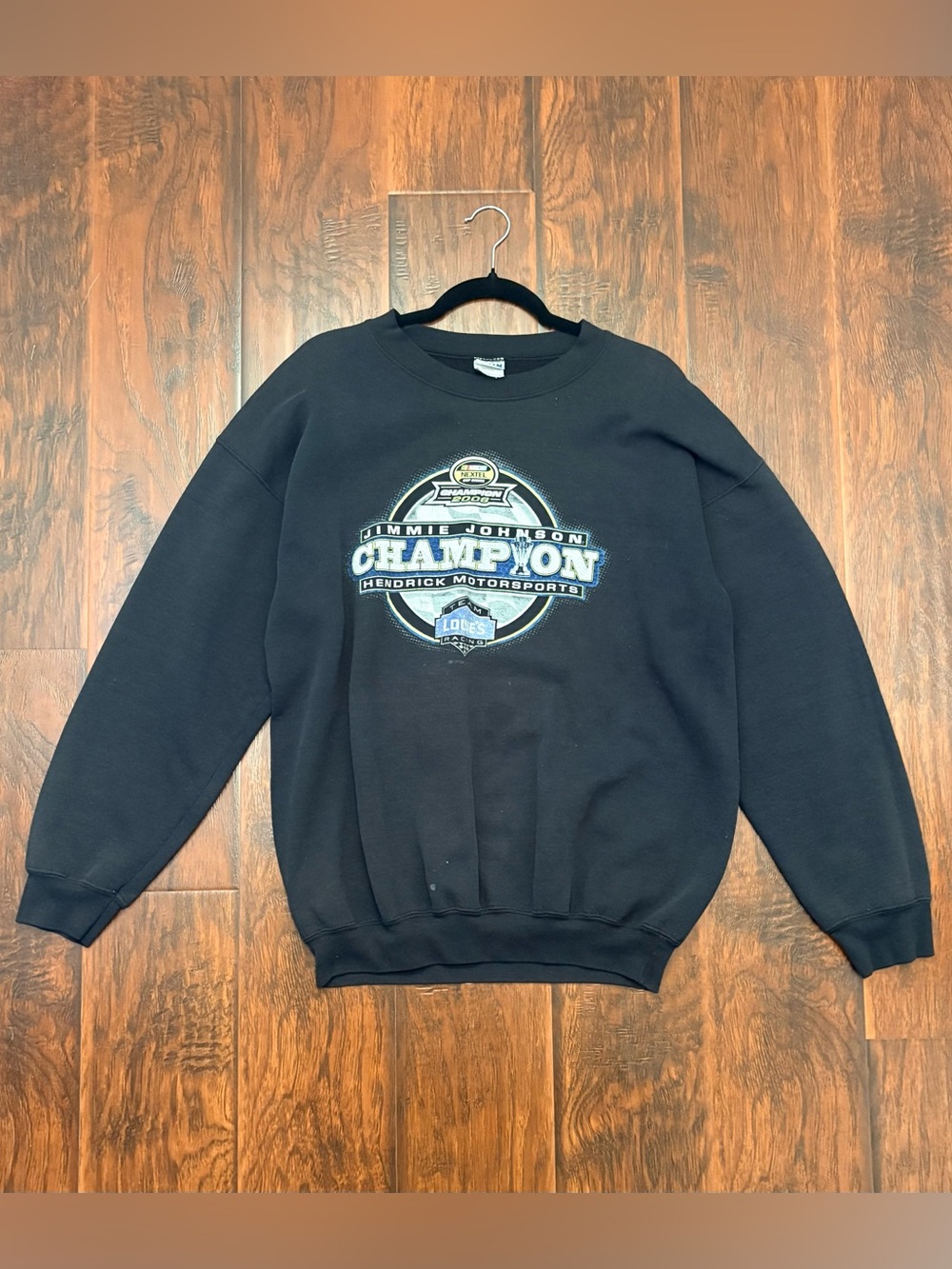 Gildan Black Crewneck Sweatshirt with Champion Racing Logo